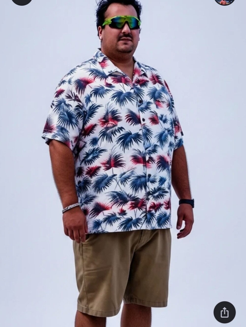 George shirt red, white and blue leaves nice material short sleeve size …